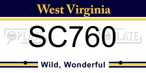 SC760 West Virginia License Plate