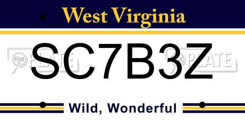 SC7B3Z West Virginia License Plate