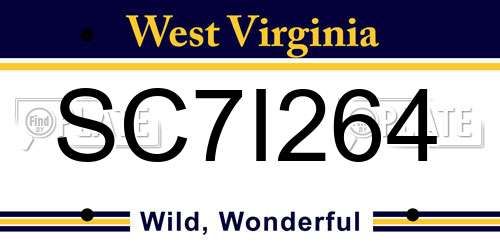 SC7I264 West Virginia License Plate