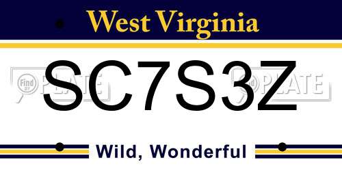 SC7S3Z West Virginia License Plate