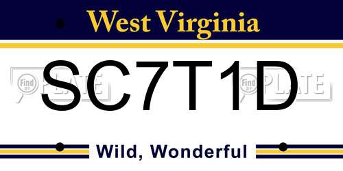 SC7T1D West Virginia License Plate