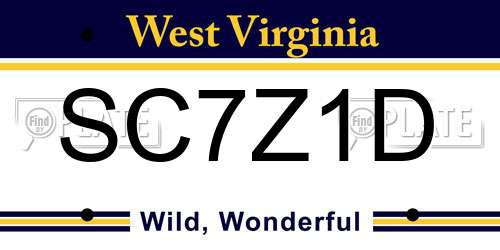 SC7Z1D West Virginia License Plate
