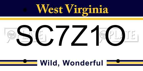 SC7Z1O West Virginia License Plate