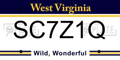 SC7Z1Q West Virginia License Plate