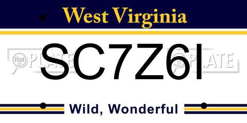 SC7Z6I West Virginia License Plate