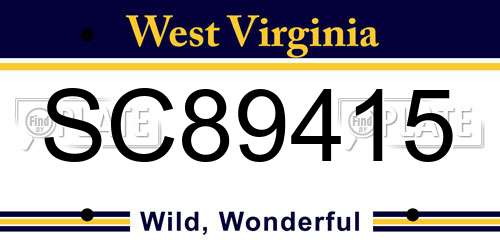 SC89415 West Virginia License Plate