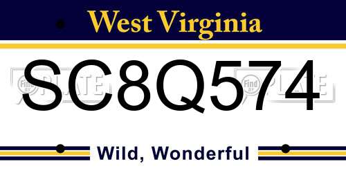 SC8Q574 West Virginia License Plate