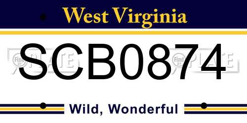 SCB0874 West Virginia License Plate