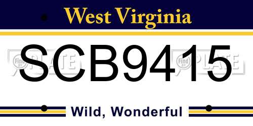 SCB9415 West Virginia License Plate