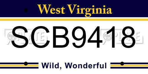 SCB9418 West Virginia License Plate