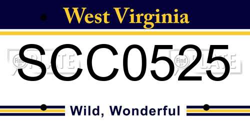 SCC0525 West Virginia License Plate