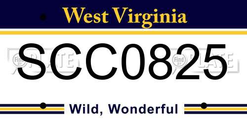 SCC0825 West Virginia License Plate
