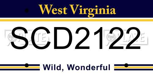 SCD2122 West Virginia License Plate