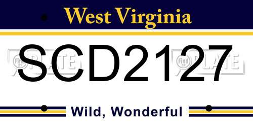SCD2127 West Virginia License Plate