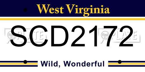 SCD2172 West Virginia License Plate