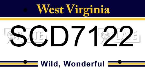 SCD7122 West Virginia License Plate