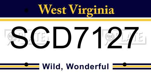 SCD7127 West Virginia License Plate