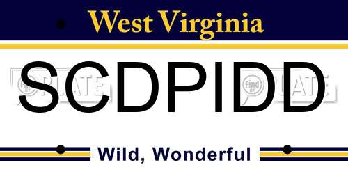 SCDPIDD West Virginia License Plate