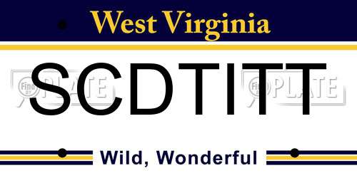 SCDTITT West Virginia License Plate