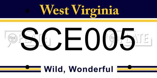 SCE005 West Virginia License Plate