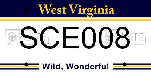 SCE008 West Virginia License Plate