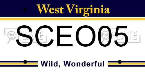 SCEO05 West Virginia License Plate