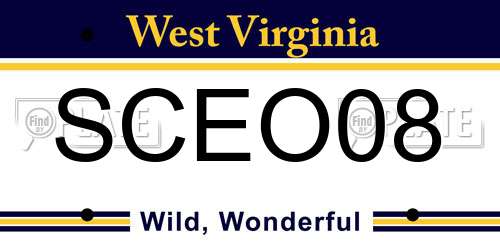 SCEO08 West Virginia License Plate
