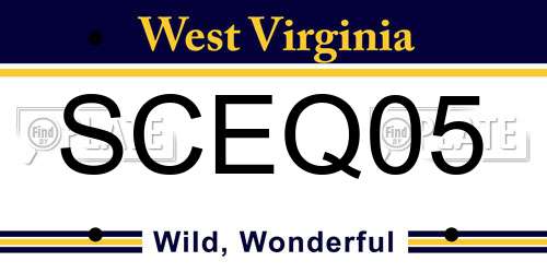 SCEQ05 West Virginia License Plate