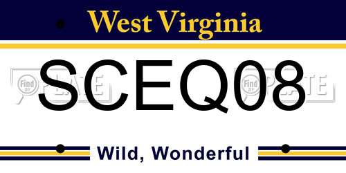 SCEQ08 West Virginia License Plate