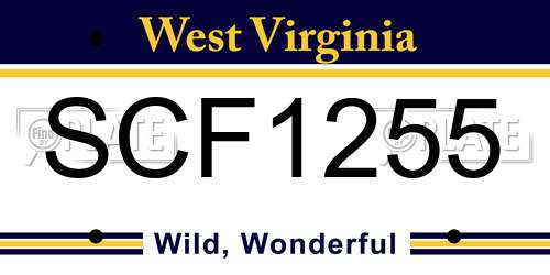 SCF1255 West Virginia License Plate