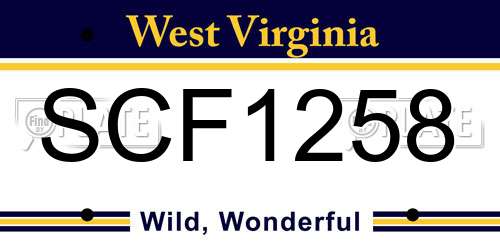 SCF1258 West Virginia License Plate