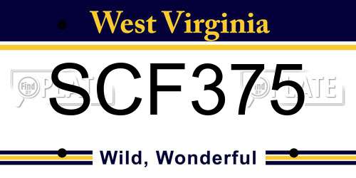 SCF375 West Virginia License Plate