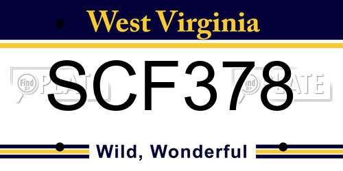 SCF378 West Virginia License Plate