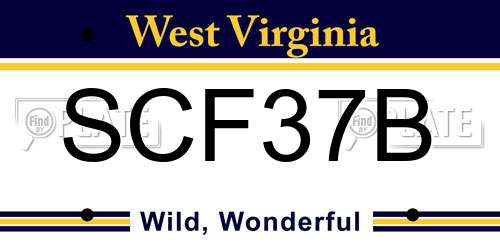 SCF37B West Virginia License Plate