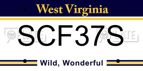 SCF37S West Virginia License Plate