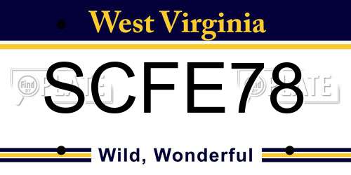 SCFE78 West Virginia License Plate