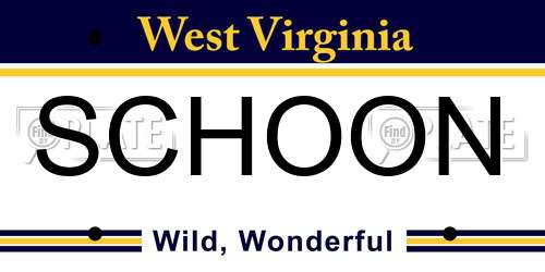 SCHOON West Virginia License Plate
