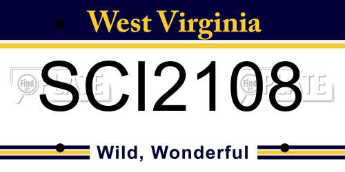 SCI2108 West Virginia License Plate