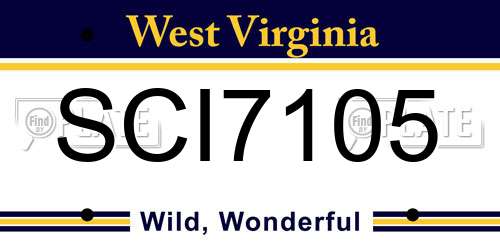 SCI7105 West Virginia License Plate