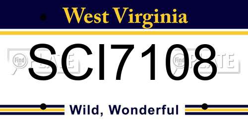 SCI7108 West Virginia License Plate