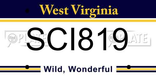 SCI819 West Virginia License Plate