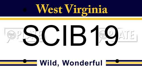 SCIB19 West Virginia License Plate