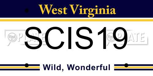 SCIS19 West Virginia License Plate