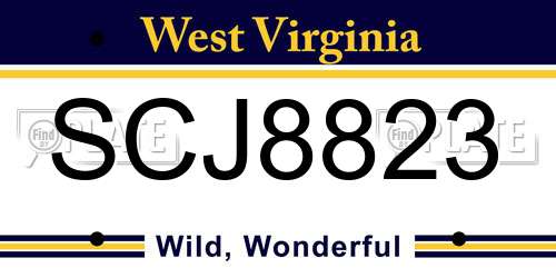 SCJ8823 West Virginia License Plate
