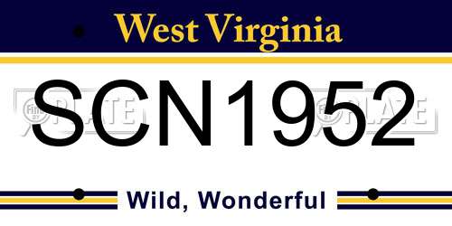 SCN1952 West Virginia License Plate