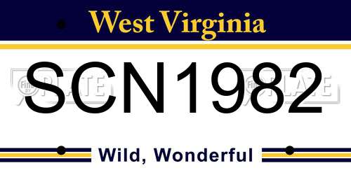 SCN1982 West Virginia License Plate