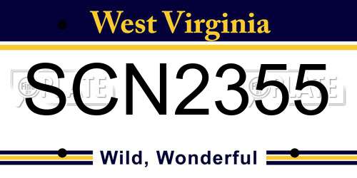 SCN2355 West Virginia License Plate
