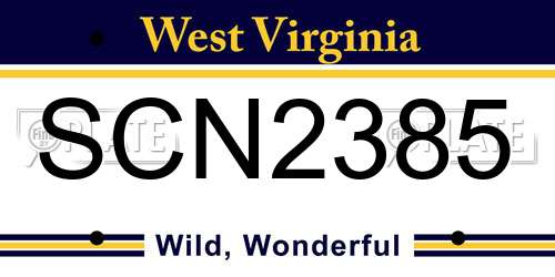 SCN2385 West Virginia License Plate