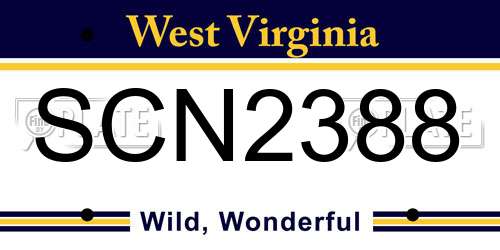 SCN2388 West Virginia License Plate