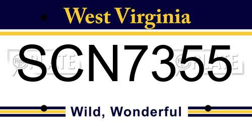 SCN7355 West Virginia License Plate